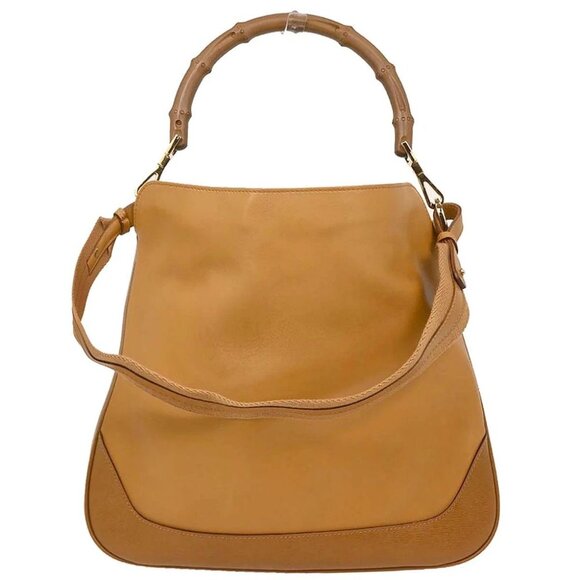 Gucci Brown Leather Bamboo 2way Handbag 001･4095 002058 166415 - Picture 1 of 10